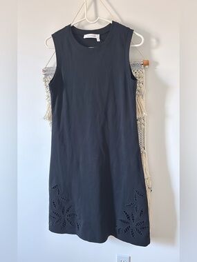 See By Chloe Sleeveless Eyelet Tank Dress Black Size Large